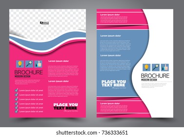 Business flyer design template. Abstract vector background. A4 brochure concept. Pink and blue color.