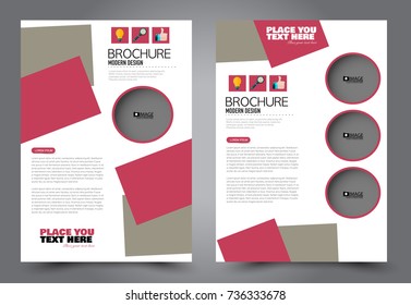 Business flyer design template. Abstract vector background. A4 brochure concept. Red and brown color.