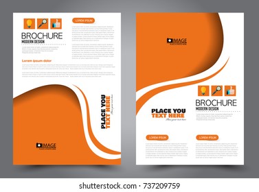 Business flyer design template. Abstract vector background. A4 brochure concept. Orange color.
