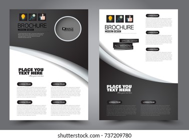 Business flyer design template. Abstract vector background. A4 brochure concept. White and black color.