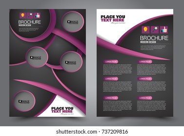 Business flyer design template. Abstract vector background. A4 brochure concept. Pink and black color.