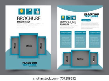 Business flyer design template. Abstract vector background. A4 brochure concept. Blue color.