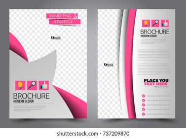 Business flyer design template. Abstract vector background. A4 brochure concept. Pink color.