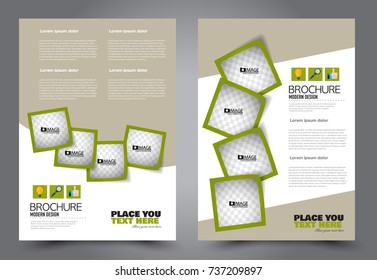 Business flyer design template. Abstract vector background. A4 brochure concept. Green color.