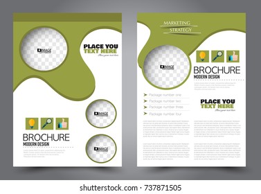 Business flyer design template. Abstract vector background. A4 brochure concept. Green  color.