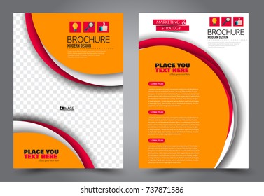 Business flyer design template. Abstract vector background. A4 brochure concept. Orange and red color.