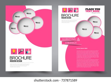 Business flyer design template. Abstract vector background. A4 brochure concept. Pink color.
