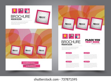 Business flyer design template. Abstract vector background. A4 brochure concept. Pink and orange color.