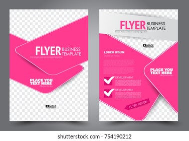 Business flyer design template. Abstract vector background. A4 brochure concept. Pink color.