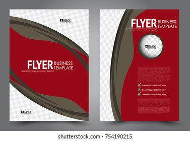 Business flyer design template. Abstract vector background. A4 brochure concept. Red and brown color.