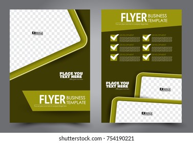 Business flyer design template. Abstract vector background. A4 brochure concept. Green color.