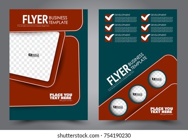 Business flyer design template. Abstract vector background. A4 brochure concept. Red and green color.