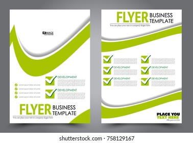 Business flyer design template. Abstract vector background. A4 brochure concept. Green color.