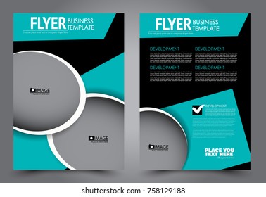 Business flyer design template. Abstract vector background. A4 brochure concept. Blue color.
