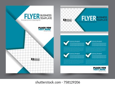 Business flyer design template. Abstract vector background. A4 brochure concept. Blue color.