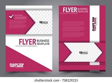 Business flyer design template. Abstract vector background. A4 brochure concept. Pink color.