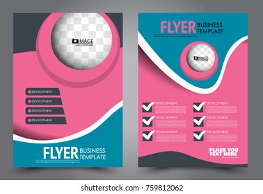 Business flyer design template. Abstract vector background. A4 brochure concept. Pink and blue color.