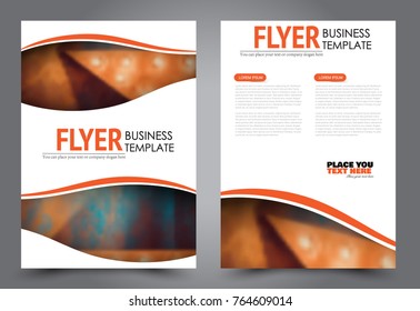 Business flyer design template. Abstract vector background. A4 brochure concept. Orange color.