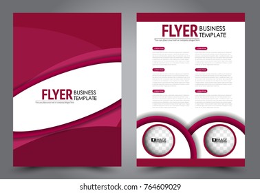 Business flyer design template. Abstract vector background. A4 brochure concept. Red color.