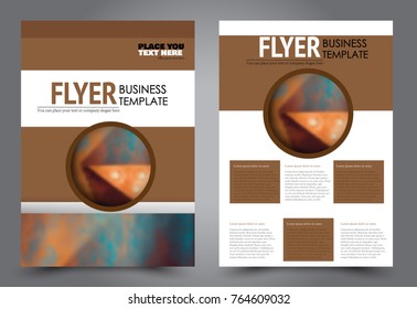 Business flyer design template. Abstract vector background. A4 brochure concept. Brown color.