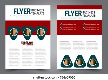 Business flyer design template. Abstract vector background. A4 brochure concept. Red color.