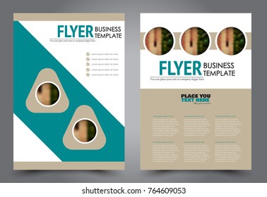 Business flyer design template. Abstract vector background. A4 brochure concept. Green color.