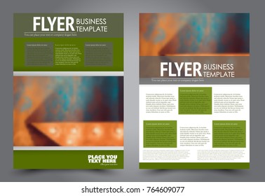 Business flyer design template. Abstract vector background. A4 brochure concept. Green color.