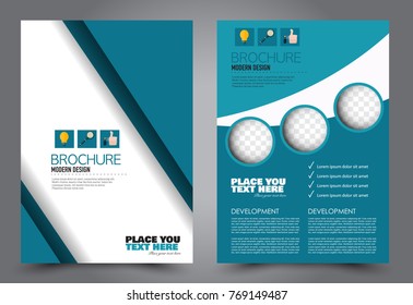 Business flyer design template. Abstract vector background. A4 brochure concept. Blue color.