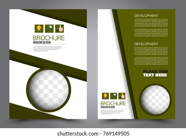Business flyer design template. Abstract vector background. A4 brochure concept. Green color.