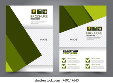 Business flyer design template. Abstract vector background. A4 brochure concept. Green color.
