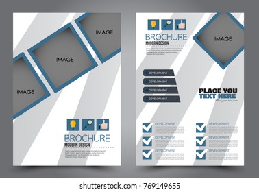 Business flyer design template. Abstract vector background. A4 brochure concept. Blue color.