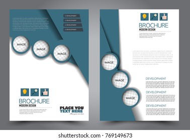 Business flyer design template. Abstract vector background. A4 brochure concept. Blue color.