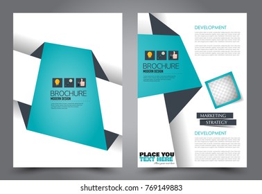 Business flyer design template. Abstract vector background. A4 brochure concept. Green color.