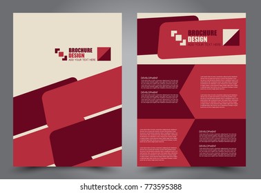 Business flyer design template. Abstract vector background. A4 brochure concept. Red color