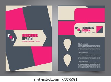Business flyer design template. Abstract vector background. A4 brochure concept. Pink color.