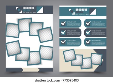 Business flyer design template. Abstract vector background. A4 brochure concept. Blue color