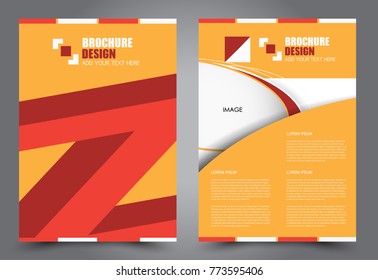 Business flyer design template. Abstract vector background. A4 brochure concept. Orange and red color