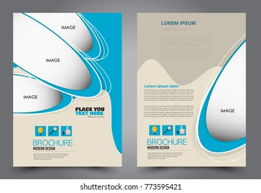 Business flyer design template. Abstract vector background. A4 brochure concept. Blue color
