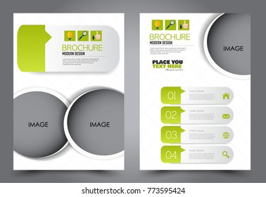 Business flyer design template. Abstract vector background. A4 brochure concept. Green color