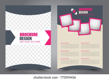 Business flyer design template. Abstract vector background. A4 brochure concept. Pink color