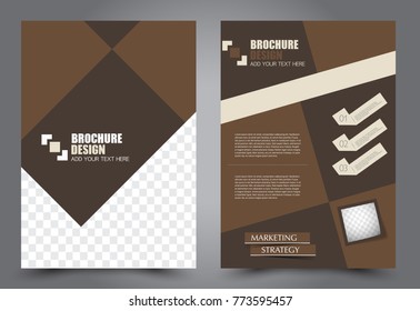 Business flyer design template. Abstract vector background. A4 brochure concept. Brown color
