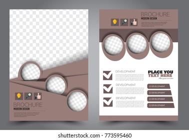 Business flyer design template. Abstract vector background. A4 brochure concept. Brown color