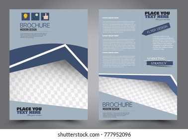 Business flyer design template. Abstract vector background. A4 brochure concept. Blue color.