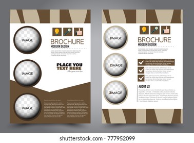 Business flyer design template. Abstract vector background. A4 brochure concept. Brown color.