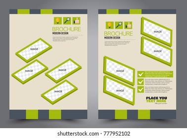 Business flyer design template. Abstract vector background. A4 brochure concept. Green color.