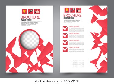 Business flyer design template. Abstract vector background. A4 brochure concept. Red color.
