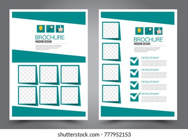Business flyer design template. Abstract vector background. A4 brochure concept. Green color.