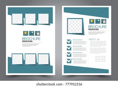 Business flyer design template. Abstract vector background. A4 brochure concept. Blue color.