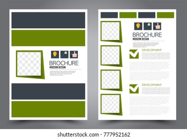 Business flyer design template. Abstract vector background. A4 brochure concept. Green color.