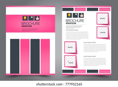 Business flyer design template. Abstract vector background. A4 brochure concept. Pink color.